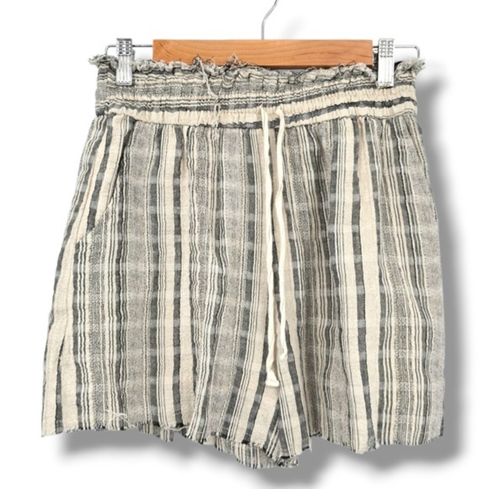 BKE Striped Elastic Waist Drawstring Linen Blend‎ Shorts Women's Size Medium